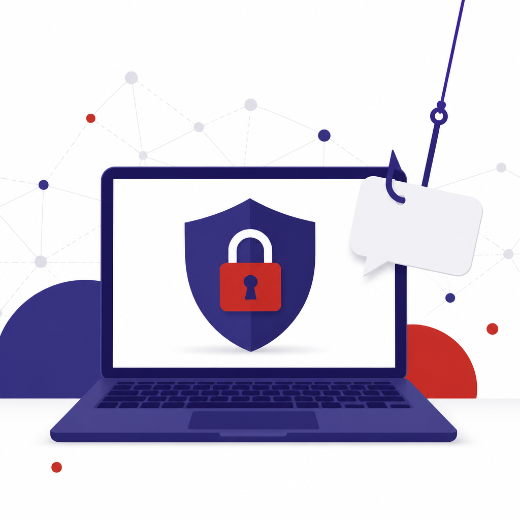 Illustratie van een laptop met een slotsymbool, symbool voor digitale criminaliteit en online veiligheid